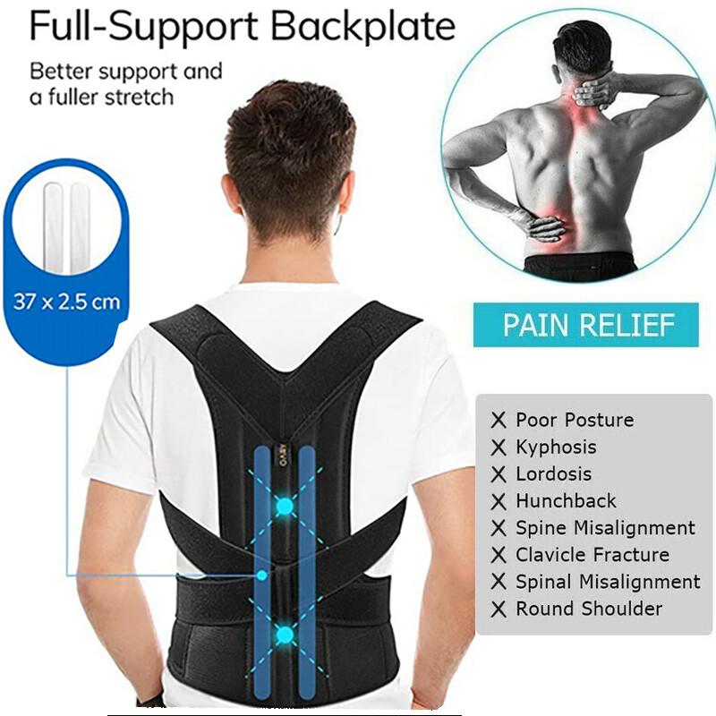 Adjustable Posture Corrector Low Back Support Shoulder Brace Belt for Men Women