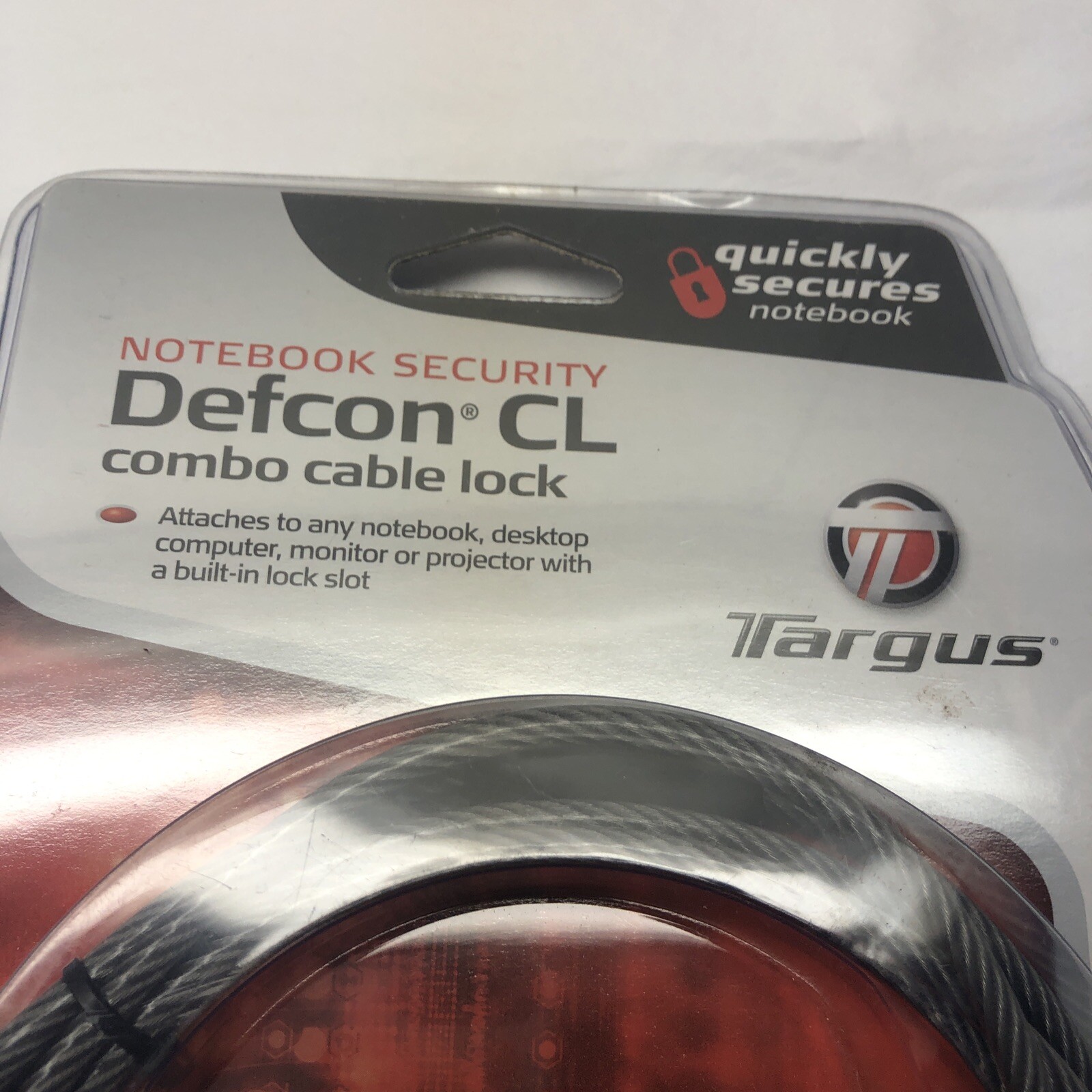 Targus DEFCON CL Laptop Computer Cable Lock Resettable 4 Digit-Code Galvanize