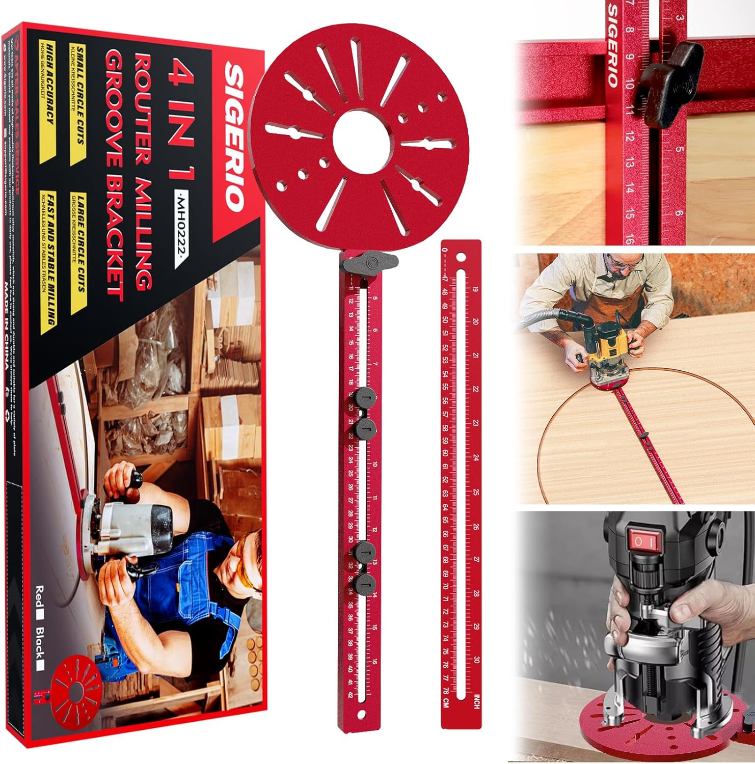 New 4 in 1 Router Milling Groove Bracket, Aluminum Alloy Router Circle Cutting J