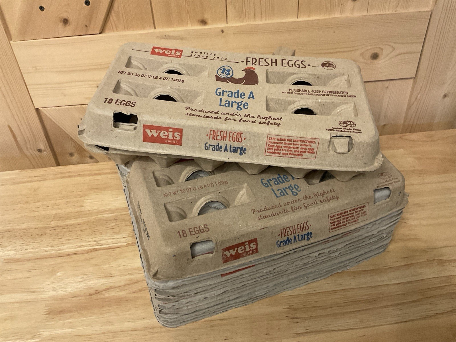 Natural Pulp Paper Egg Cartons | Holds 18 Eggs - Pack of 12