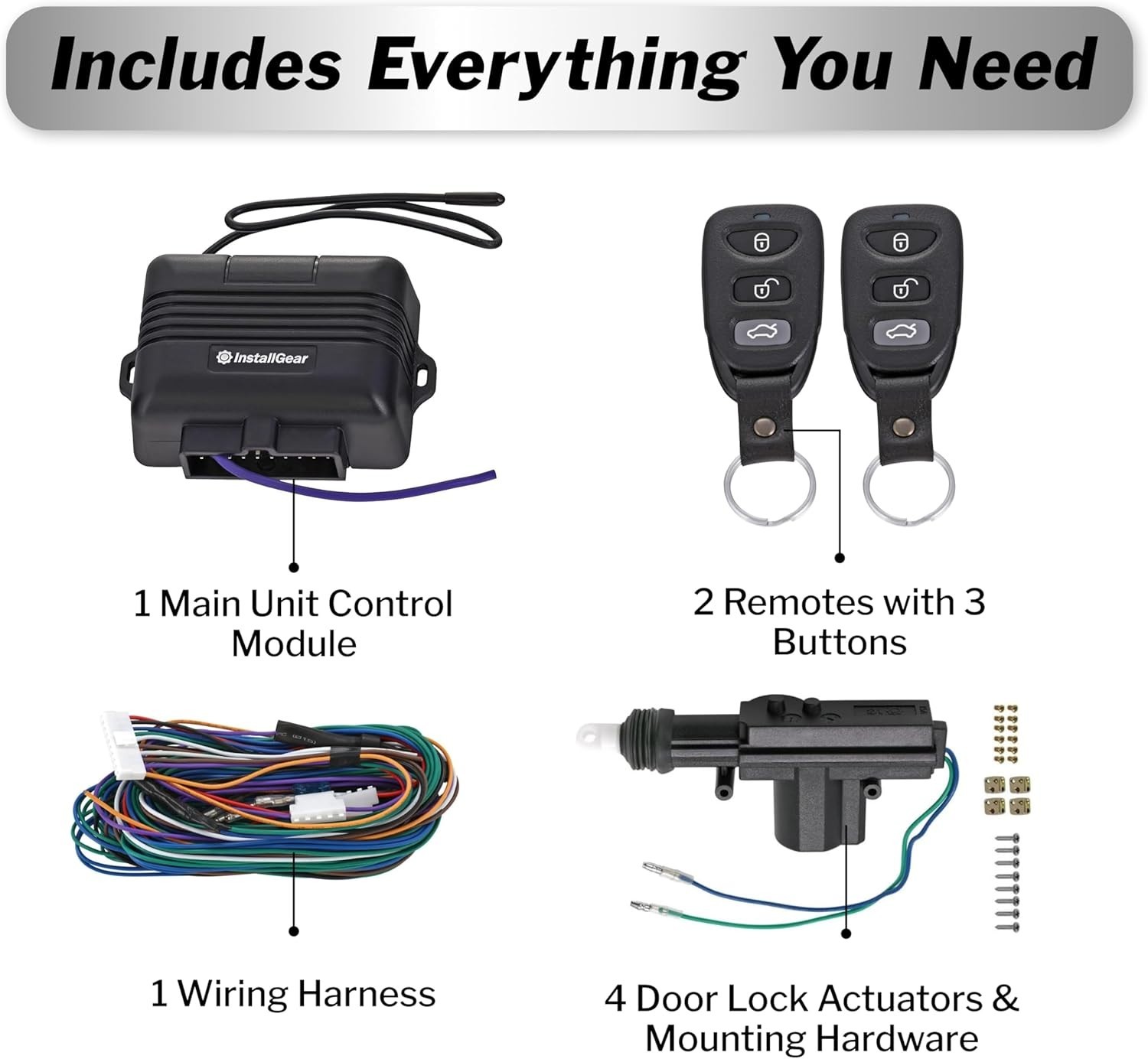2-Button Remote Keyless Entry System with Visual Lock Confirmation & Actuators