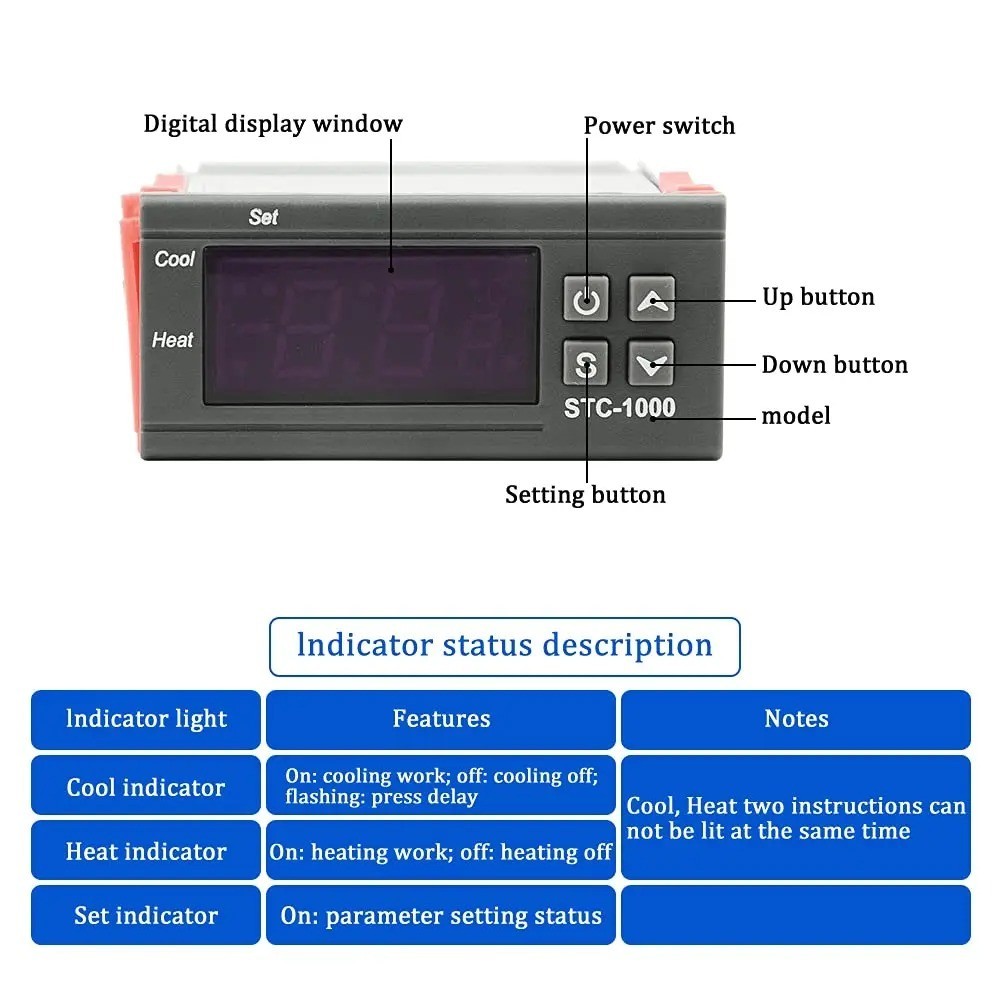 Universal STC-1000 Digital Temperature Controller Thermostat w/ Sensor AC 110V
