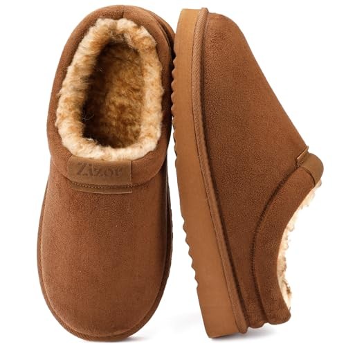 Men's Fuzzy Cozy Slippers Microsuede Indoor Outdoor Home Comfy 9 Chesnut Tan