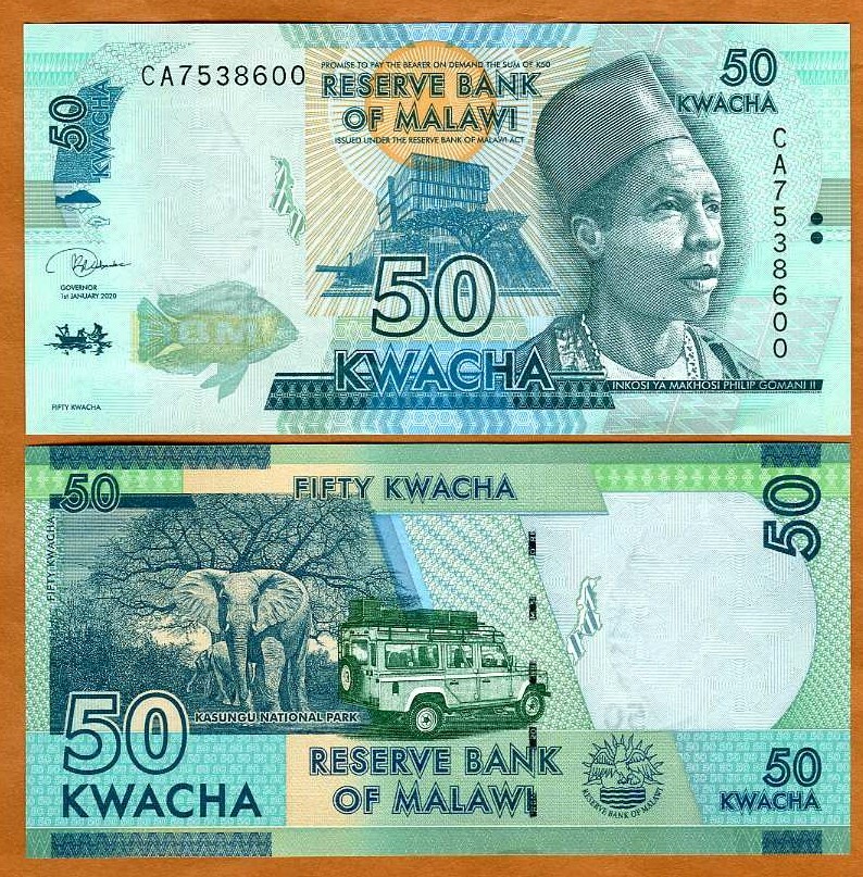 Malawi, 50 Kwacha, 2020, P-64-New, UNC New date and signature, Elephant