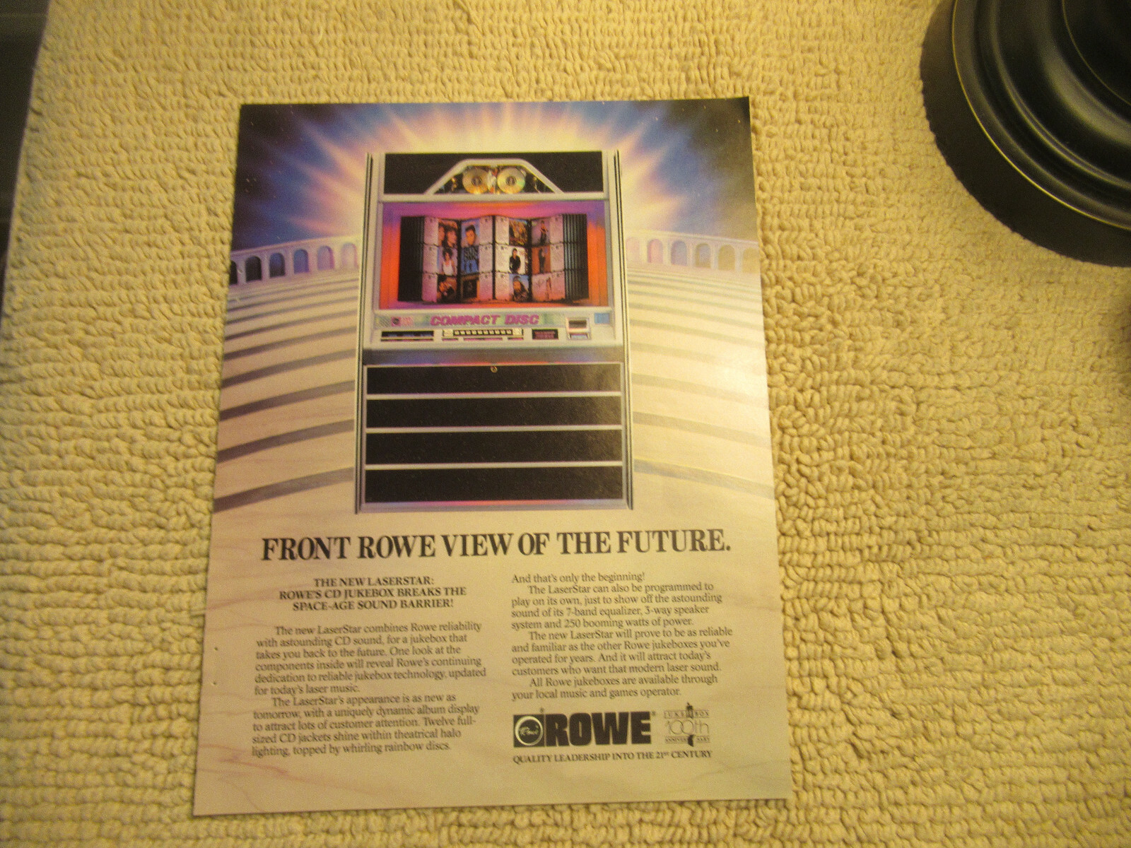 original VINTAGE 1988 AD ROWE JUKEBOX new laserstar cd  FLYER
