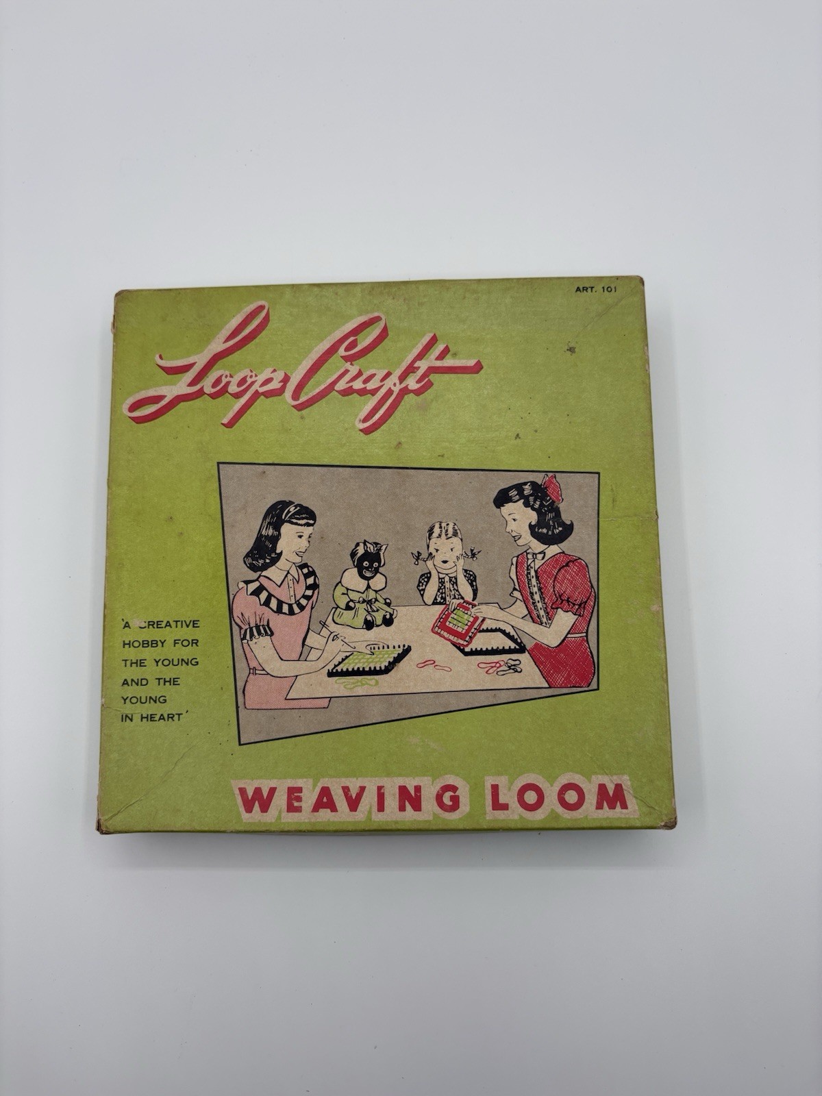 Vintage Loop Craft Weaving Loom Kit w/ Loops & Instructions 1940s Metal Frame
