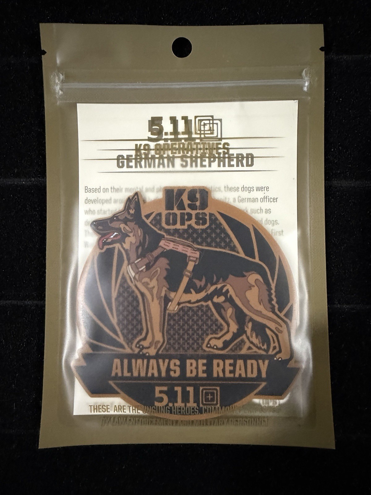 *NEW* 5.11 TACTICAL K9 OPERATIVES GERMAN SHEPHERD PATCH K9 OPS K9 PATCH 1 POLICE