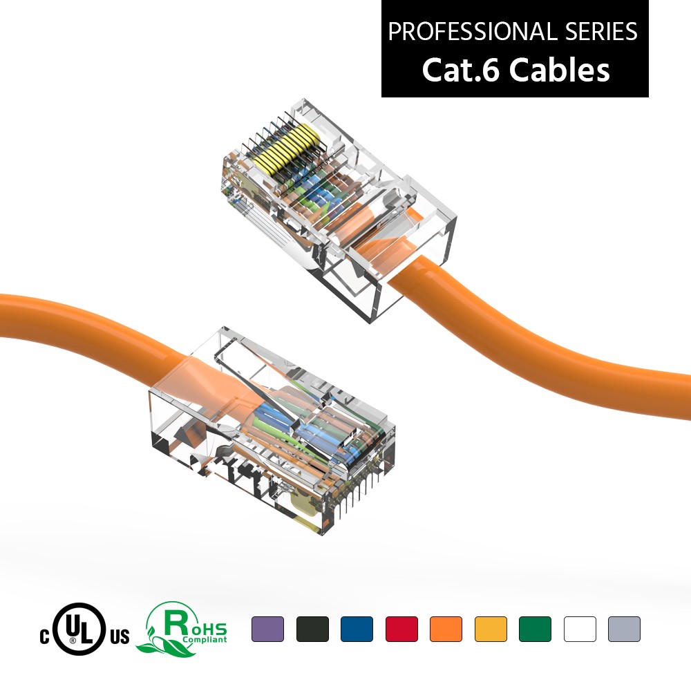 2Ft CAT6 UTP Ethernet Network Non Booted Cable Orange