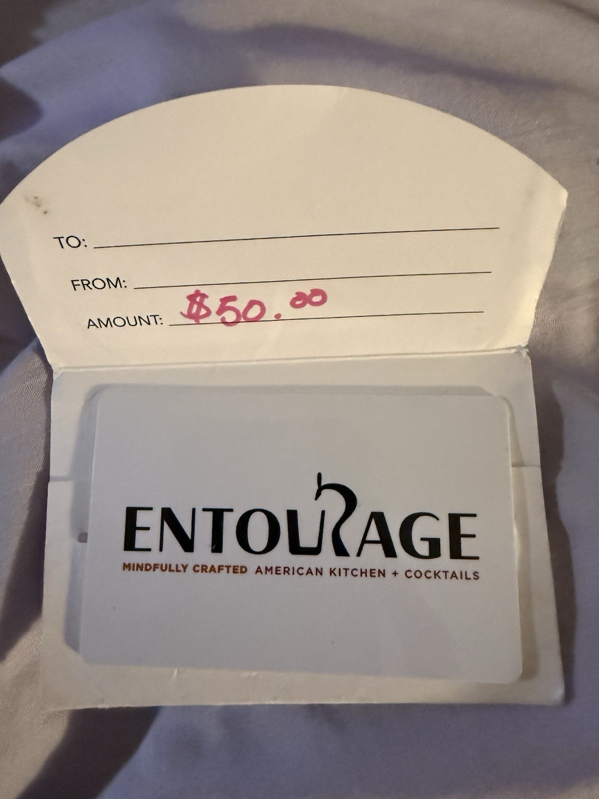 Entourage Gift Card - $50 Food & Beverage No Expiration