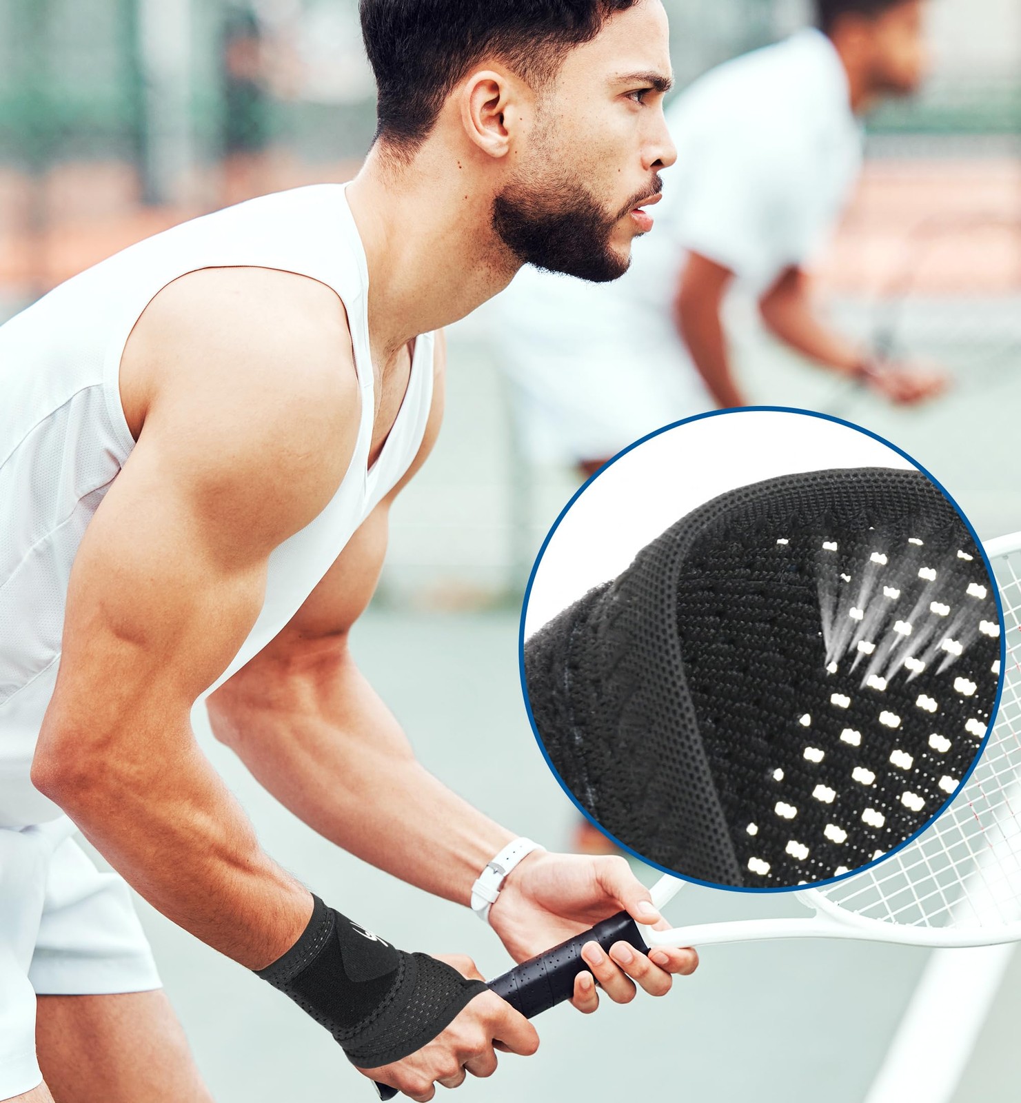 HiRui 2-Pack Ultra-Thin Mesh Wrist Wraps - Breathable, One Size, Black