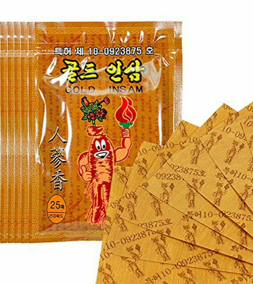 Korean Gold Insam Ginseng Patch / Health Hot Pad / Pain Relief / 125 Sheets