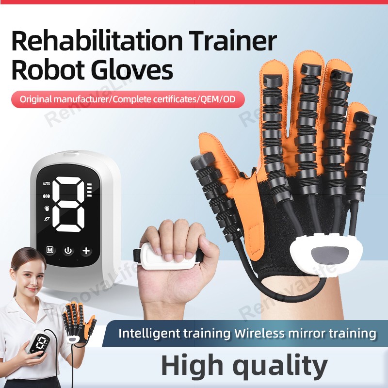Newly upgraded rehabilitation robot gloves with stroke hemiplegia hand massage