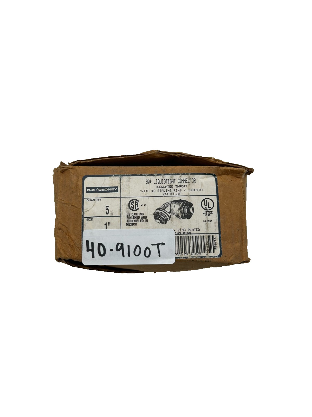 O-Z/Gedney 40-9100T 1" Liquidtight Connector 90 Degree - Lot of 5