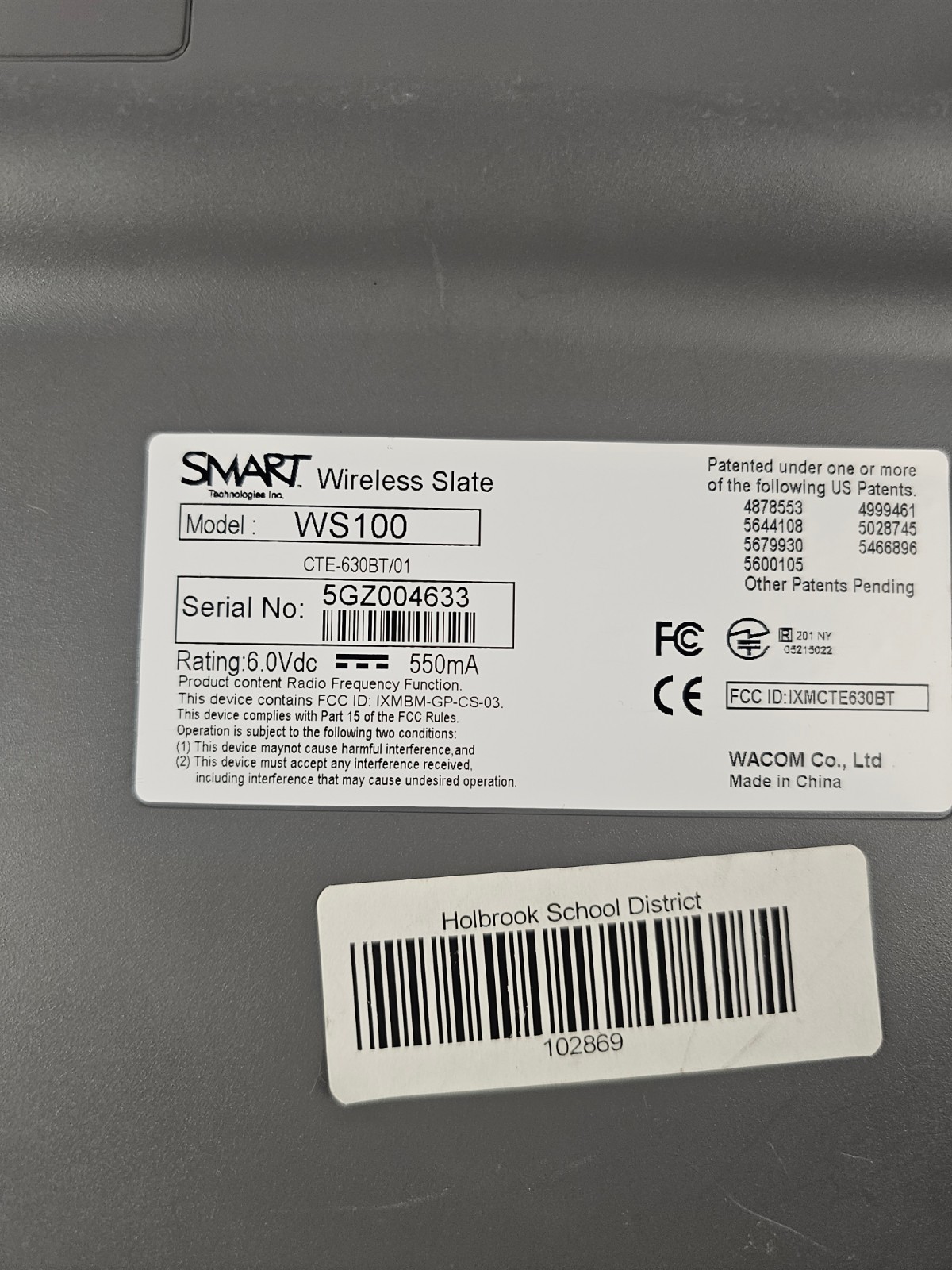 Smart Technologies Airliner WS100 Wireless Slate Bluetooth Whiteboard USB
