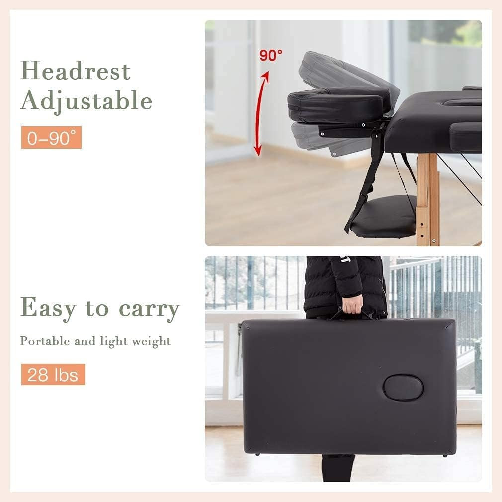 Massage Bed Portable Massage Table 2 Folding Lash Bed Height Adjustable 24 Inch