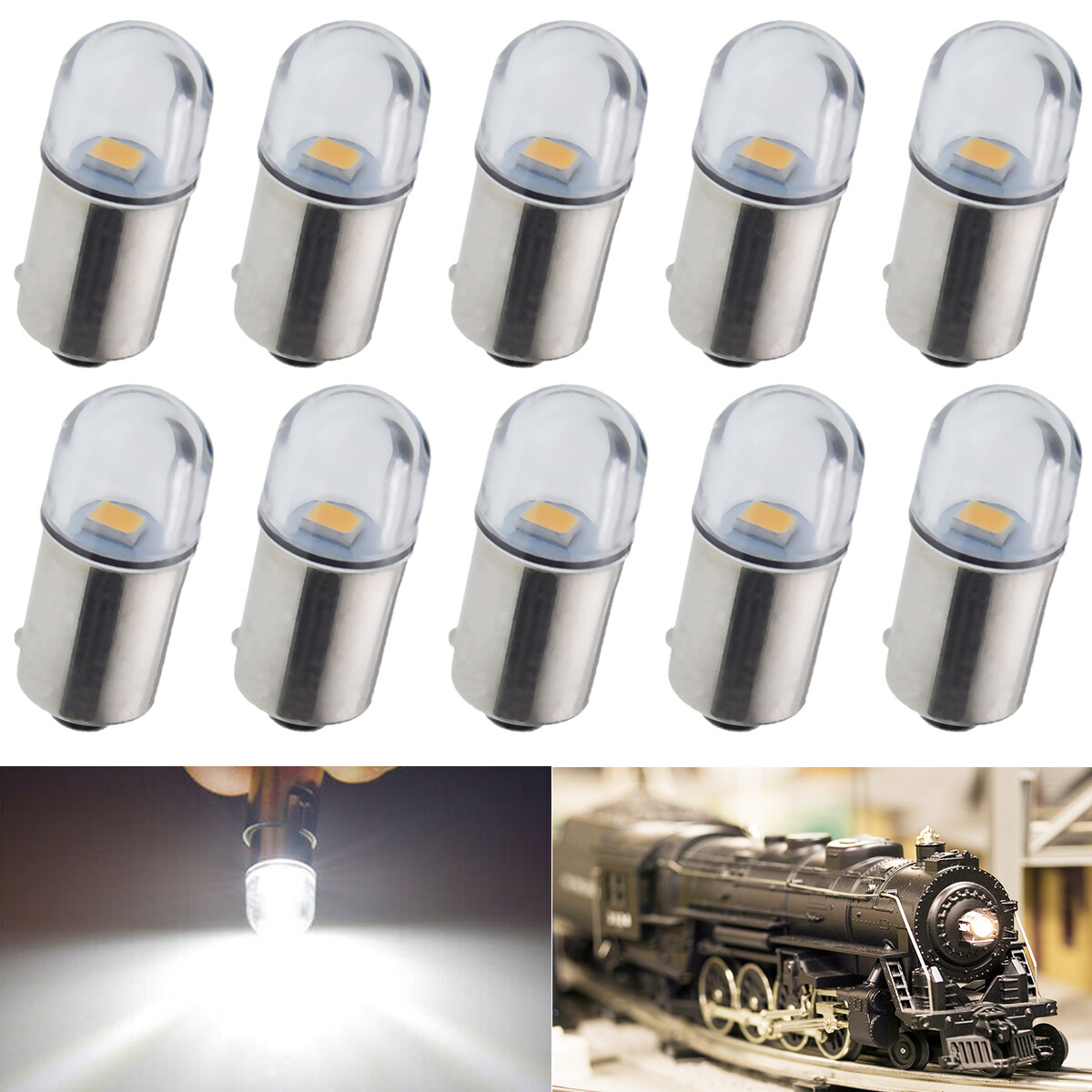 10Pcs 1445 White LED Light Bulbs 18 Volt 18V Bayonet Base bulb for Lionel Trains