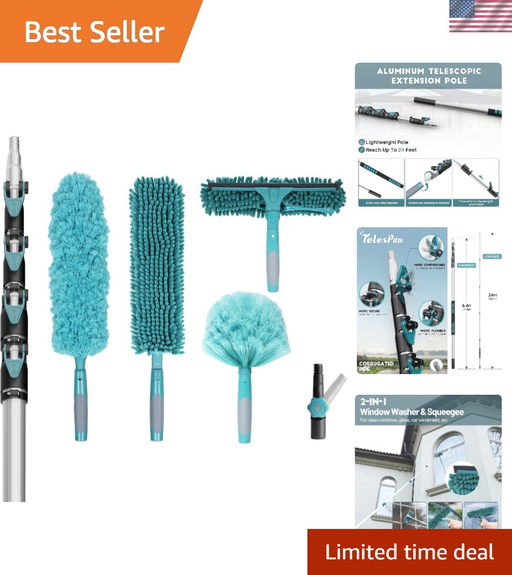 Lightweight 30FT Dusting Kit for Effortless High  Cleaning and Window Care