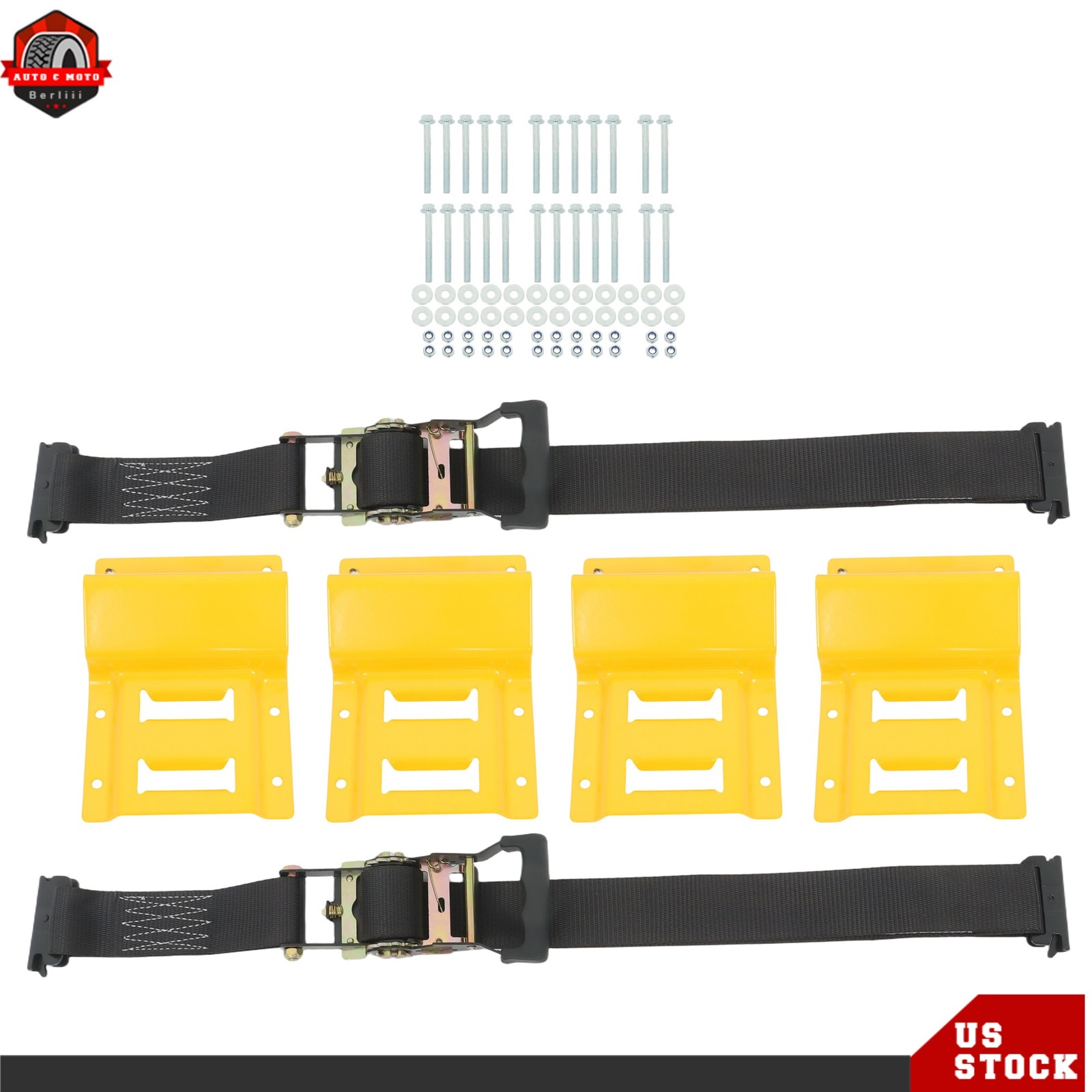 High Quality Trailer 6' Black Ratchet Strap E-Track Wheel Chock Tie Down Durable
