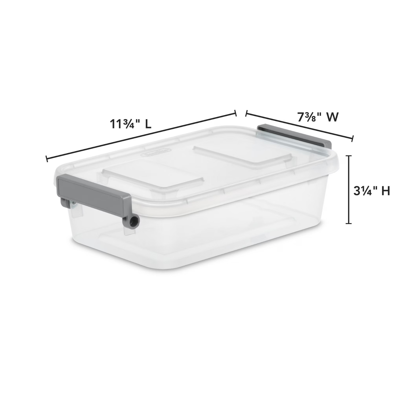 2 Pack Sterilite 2.7 Qt Modular Locking Storage Box Clear Gray Container