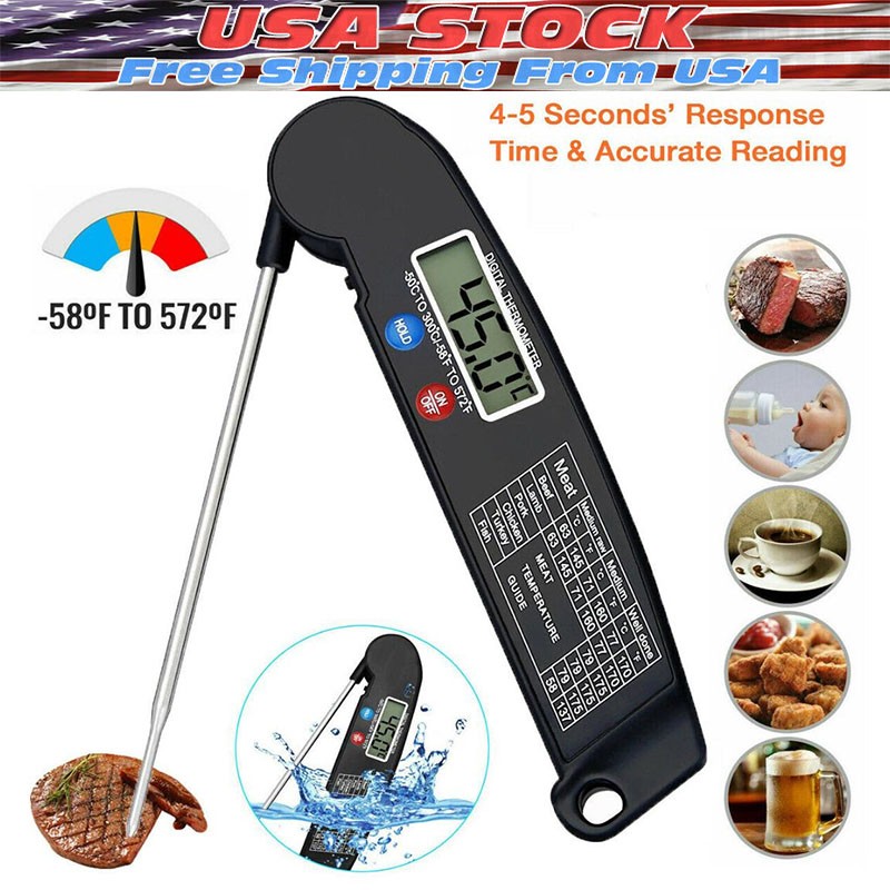 Instant Read Digital Meat Thermometer For Kitchen Food Cooking BBQ Grill Smoker
