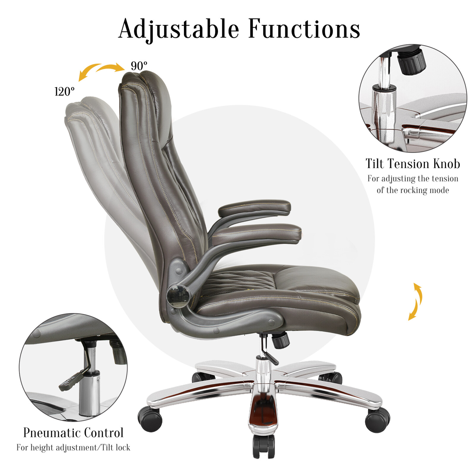 Executive PU Leather Office Chair High Back Computer Task Home Desk Chair