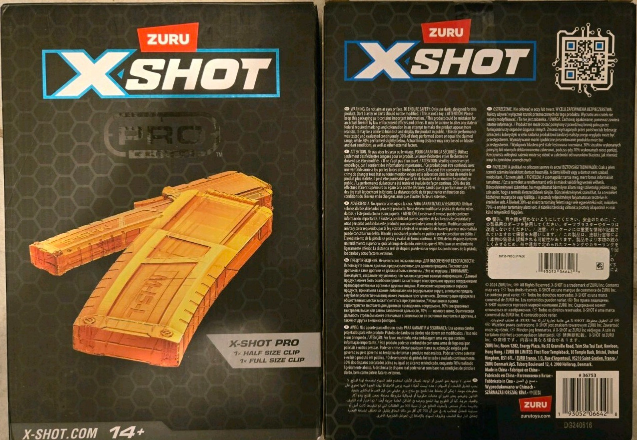 ZURU X-Shot Pro Series Clip Pack 1 Half & 1 Full Size Clip 2024 Age 14+