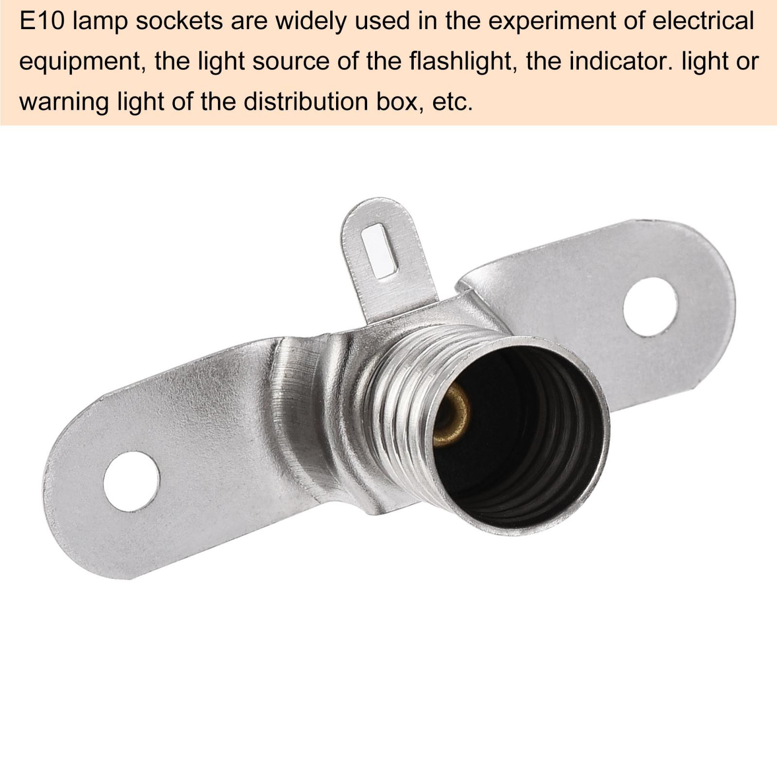 E10 Lamp Socket 30VDC 0.5A Bulb Holder Screw Base with Mounting Bracket 10pcs