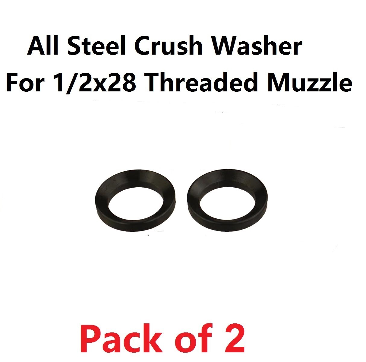 Black Anodized 2PC Pack Crush Washer for .223 5.56 1/2x28 Muzzle Thread
