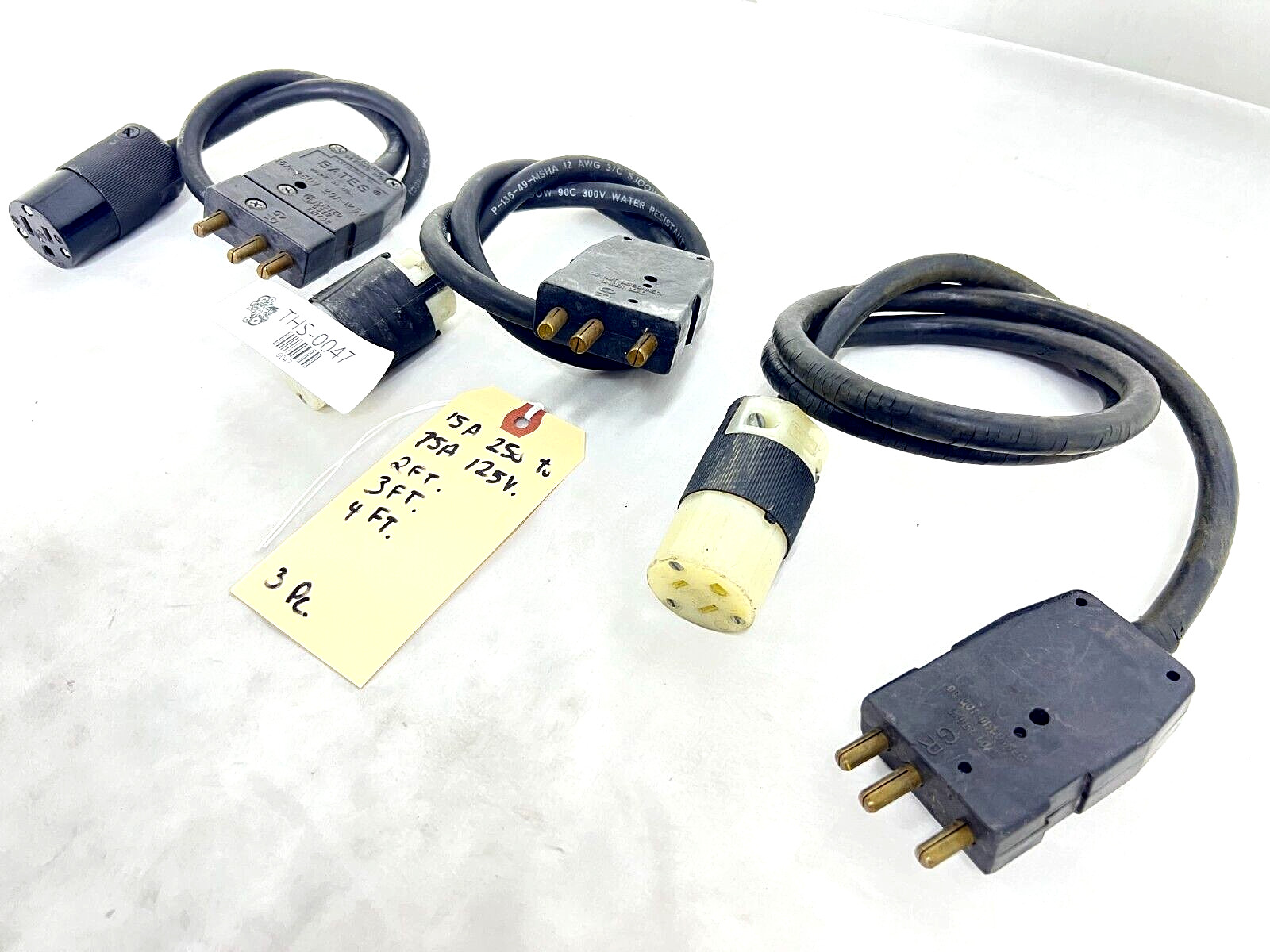 Bates (M) 15A 250 To 15A 125V (F) Power Supply #0047 (LOT OF 3)
