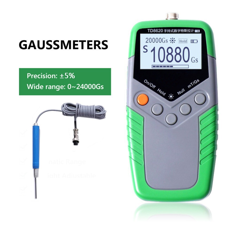 Gaussmeter Tesla Gauss Meter Surface Magnetic Field Tester 5% with Axial Probe
