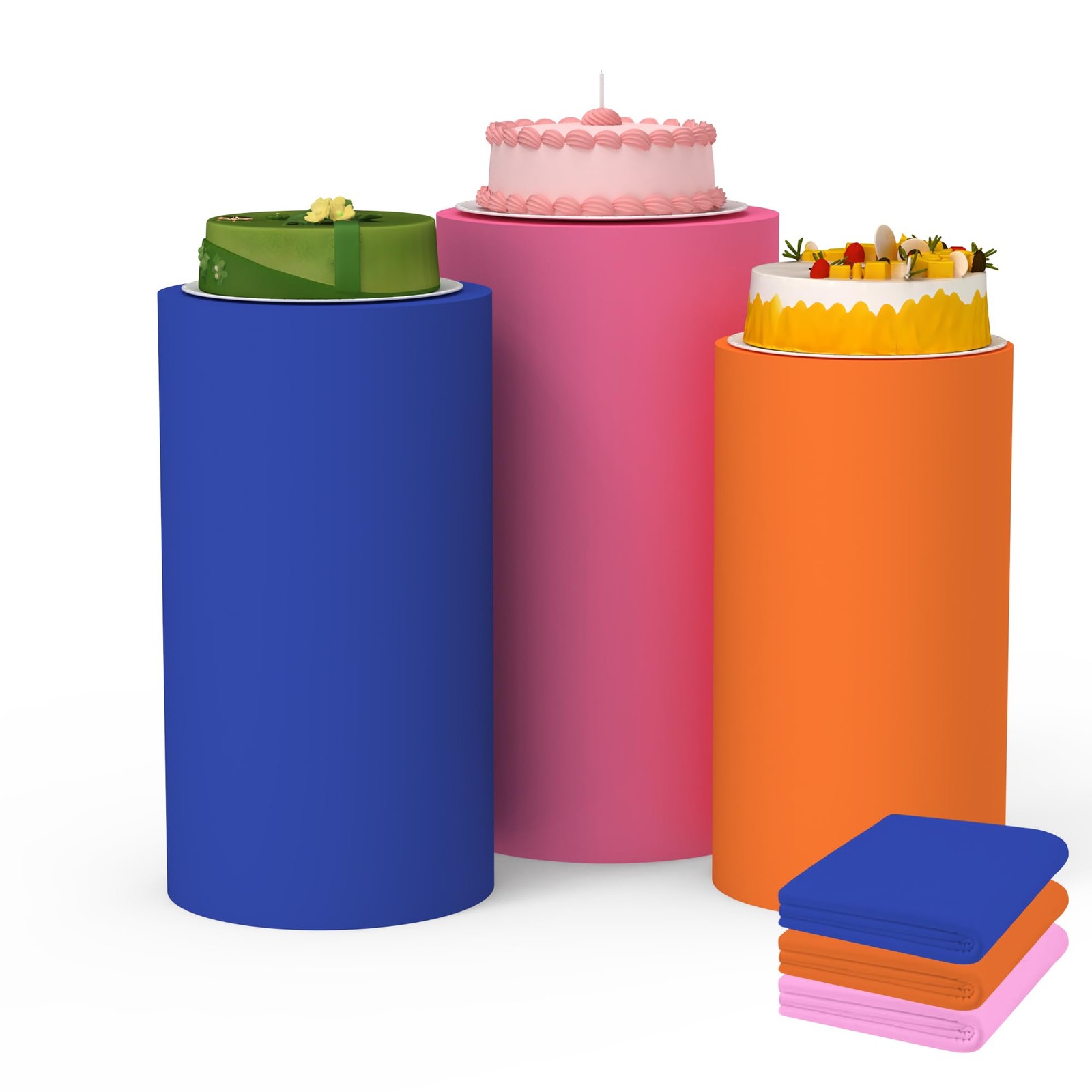 3Pcs Cylinder Stand Covers for Party, Multicolor Cylinder Covers Plinth Stand...