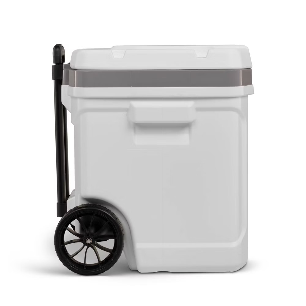 Igloo Marine Latitude 60qt Rolling Cooler - White: Retractable Handle,