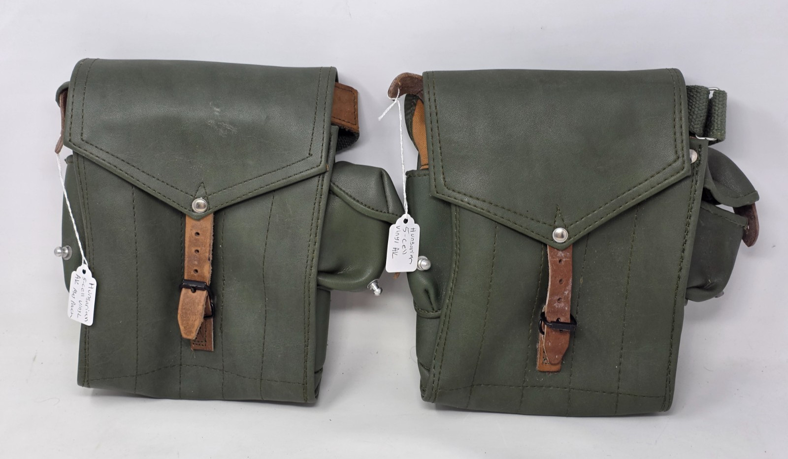 Hungarian Military 5-Cell Pouch Sling Bag Green Vinyl Faux Leather Vintage USSR