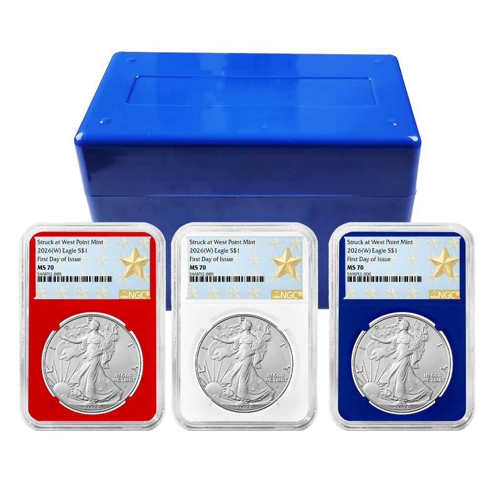 3pc Set - 2026 (W) $1 1-oz American Silver Eagle NGC MS70 FDI West Point Star