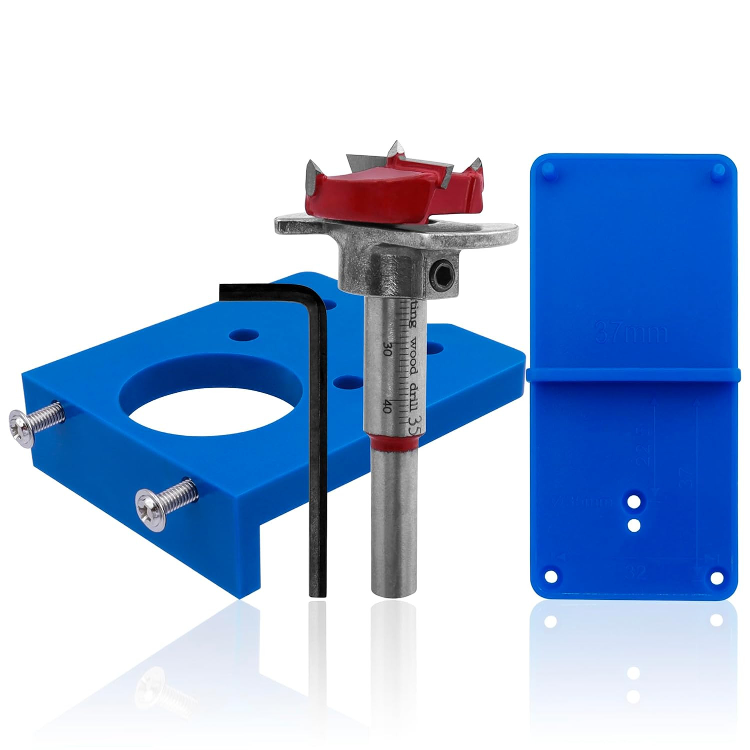 Yakamoz 35Mm Concealed Hinge Jig Kit - Adjustable Depth Carbide Forstner Drill