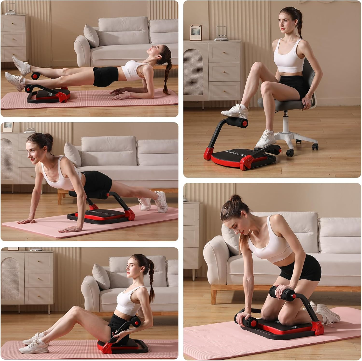 Ab Machine with Resistance Bands for Abdominal Exercise - 3 Levels Adjustable S