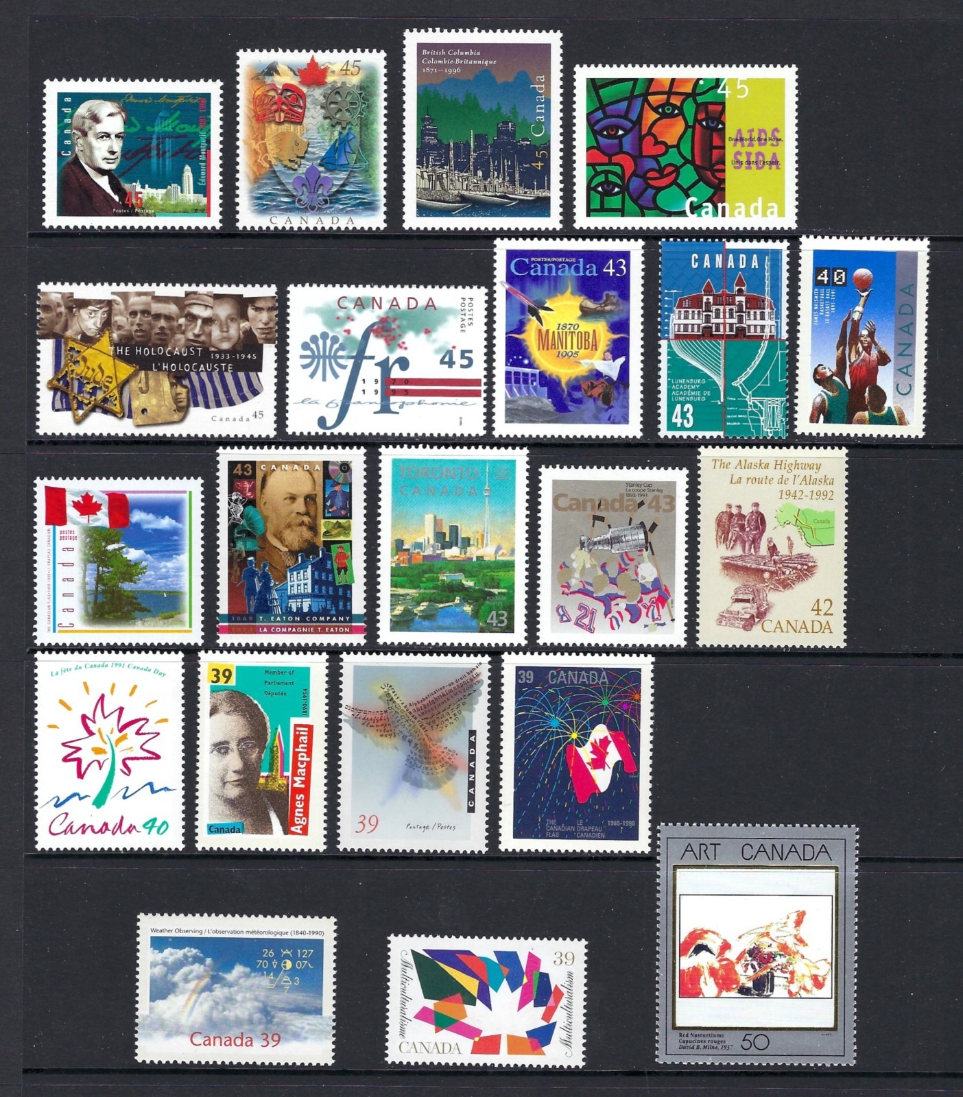 CANADA 1990 COMMEMORATIVE SET COMPLETE MINT, NH
