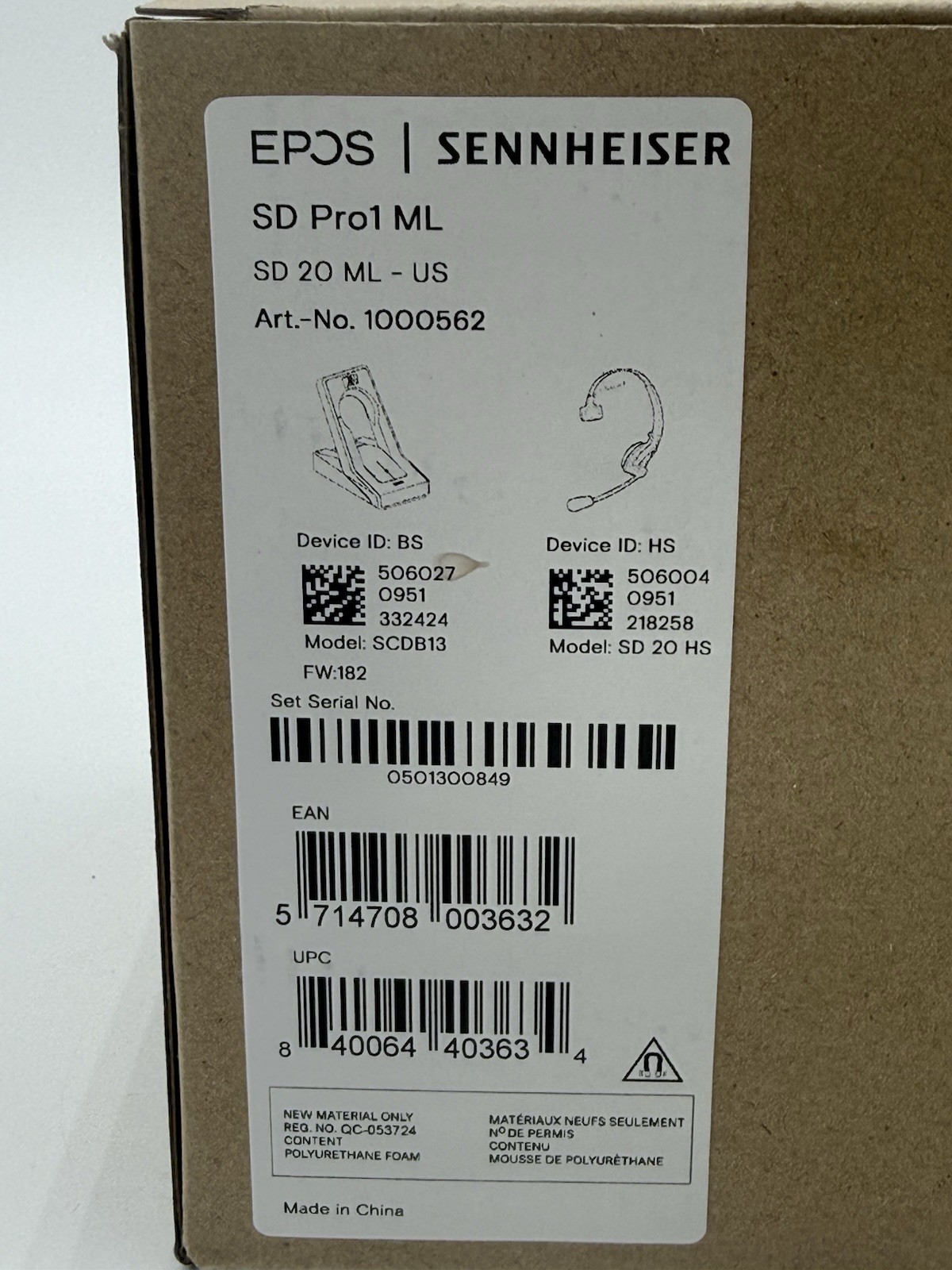 EPOS SENNHEISER IMPACT SD Pro 1 ML - wireless headset system model 1000562 - NOB