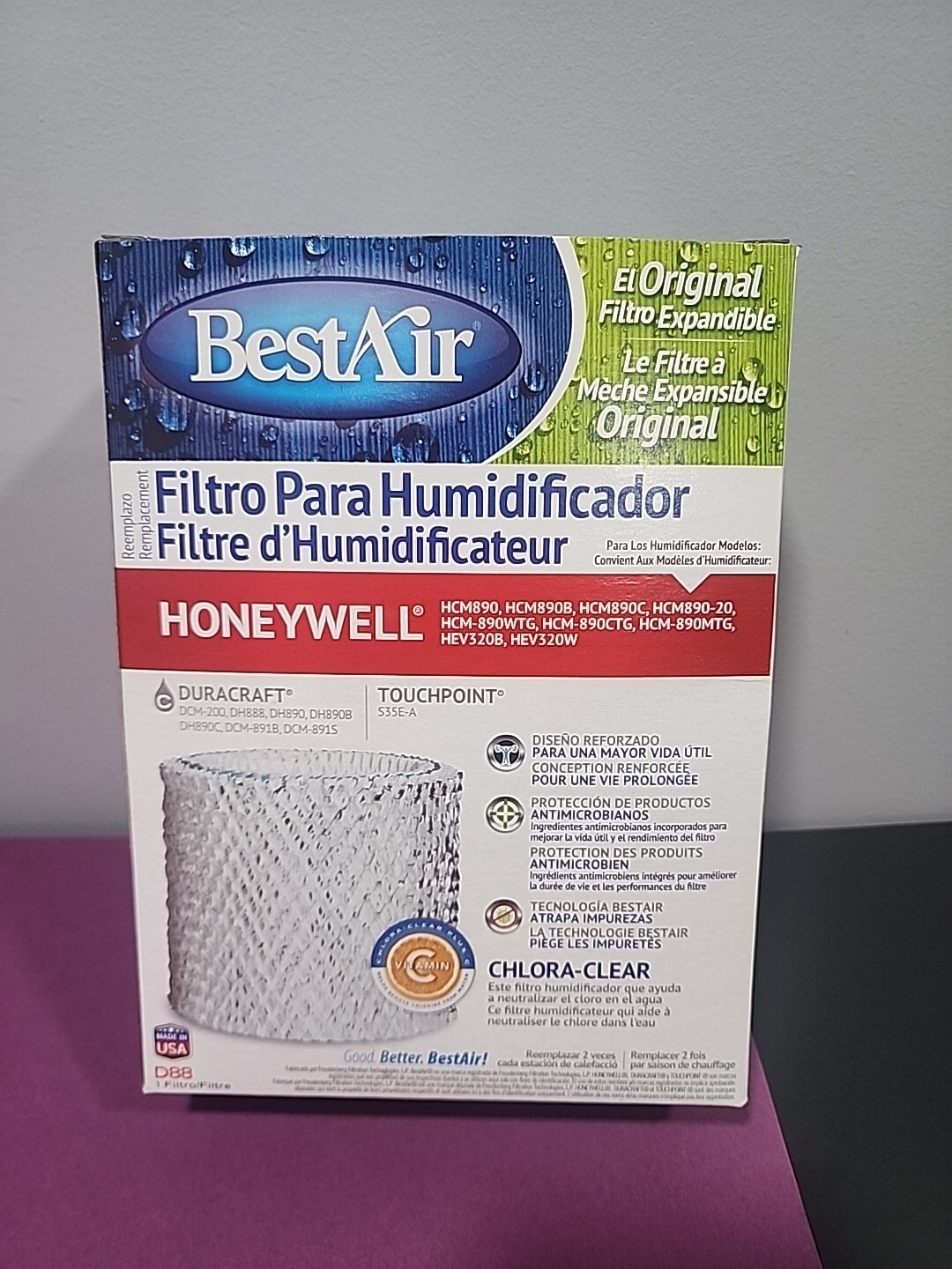 BestAir Humidifier Filter HONEYWELL D88 Made In USA 80% Made Frm Recycled Fibers