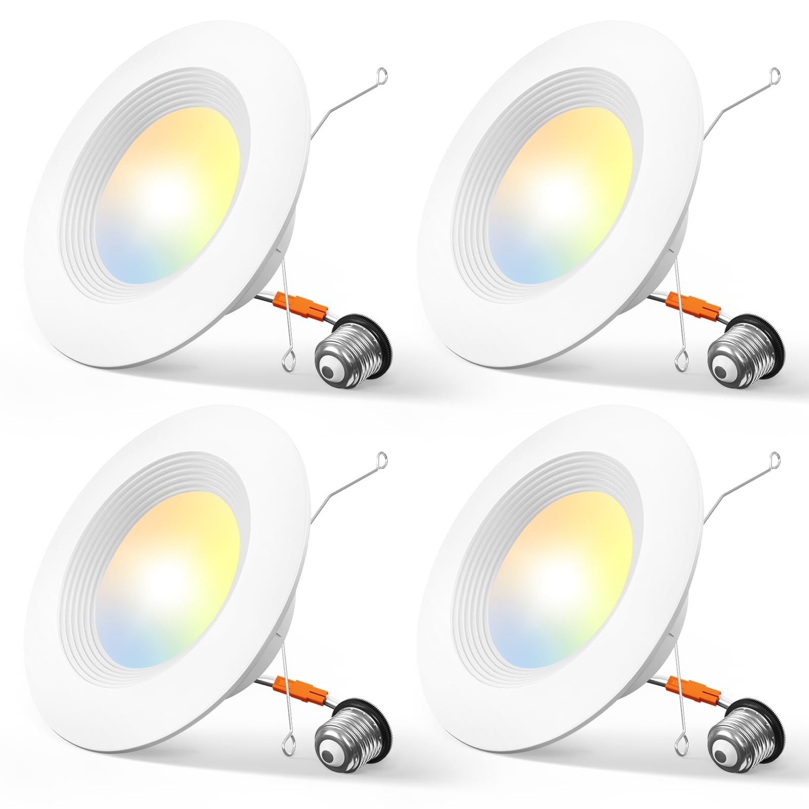 Amico 4 Pack 5/6 inch 5CCT LED Recessed Lighting, Dimmable, 6 Inch, White