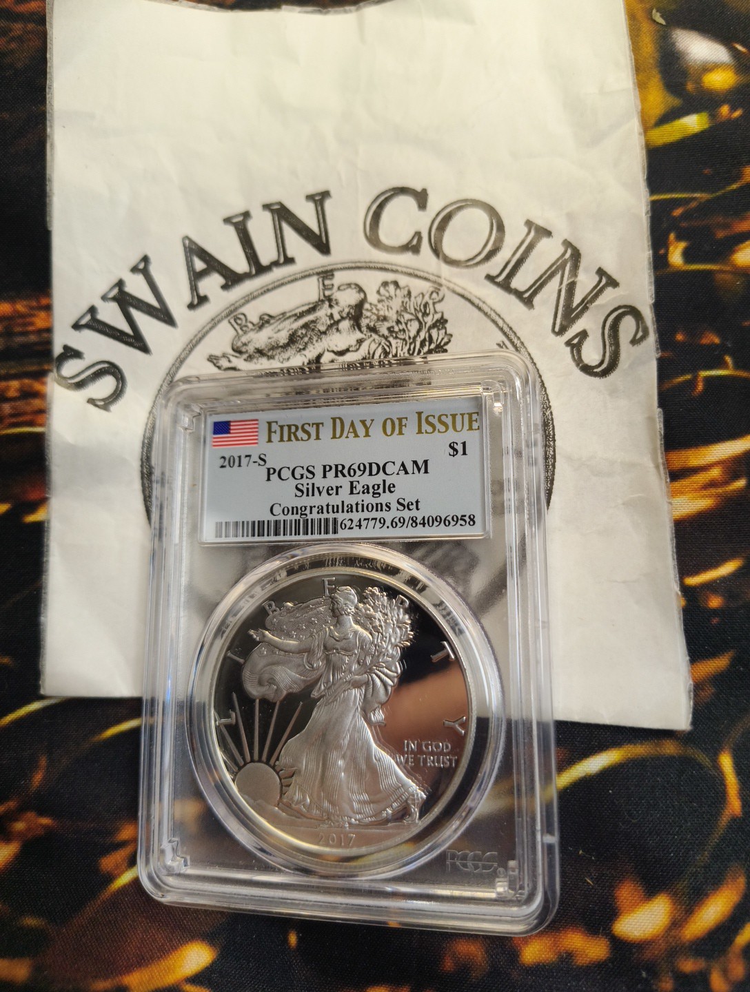 2017-S American Silver Eagle Congratulation  PCGS PR69 First Day Issue E-164