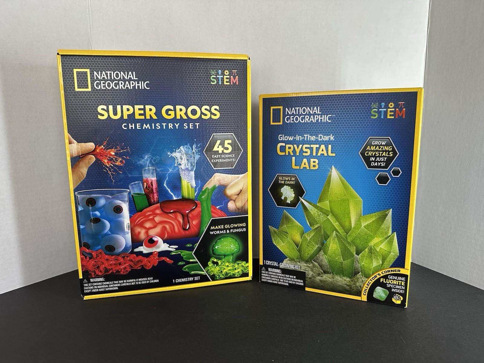 National Geographic Chemistry Sets Lot Of 2 Super Gross And Crystal Lab, New
