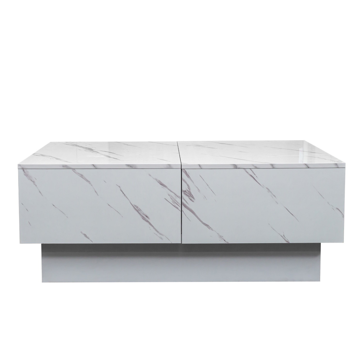 LED Coffee Table Center Cocktail Table w/ Sliding Tabletop & Hidden Compartment