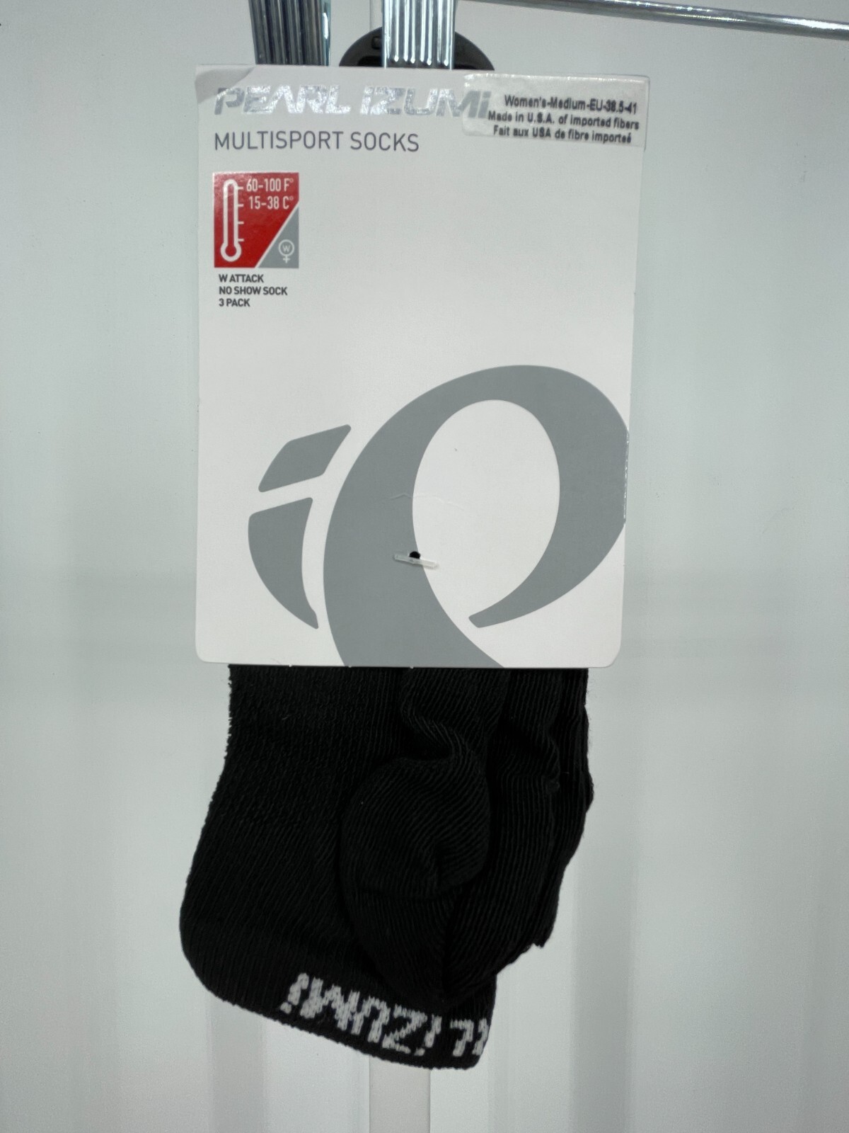 Pearl Izumi Womens Attack No Show Socks M Black Quick Dry Made in USA 14251705