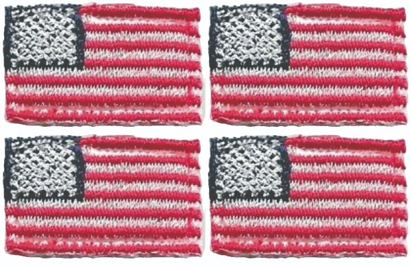 American Flag Patch Tab Lot of 4 (5/8” x 1” inch) Hook Backed USA Flag