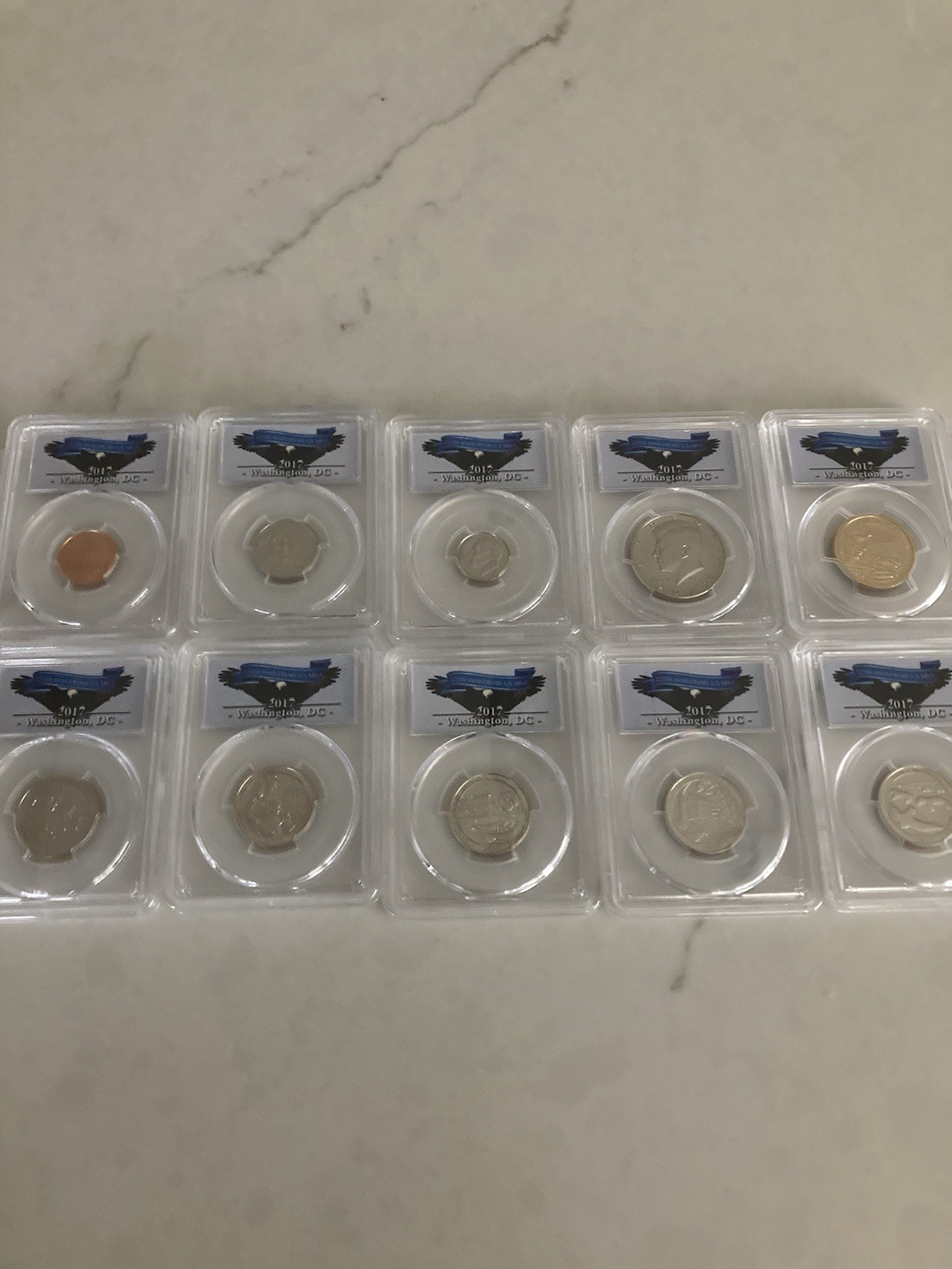 2017 S PCGS SP70 10 pcs Enhanced Unc Set FDOI Washington DC 1/1000