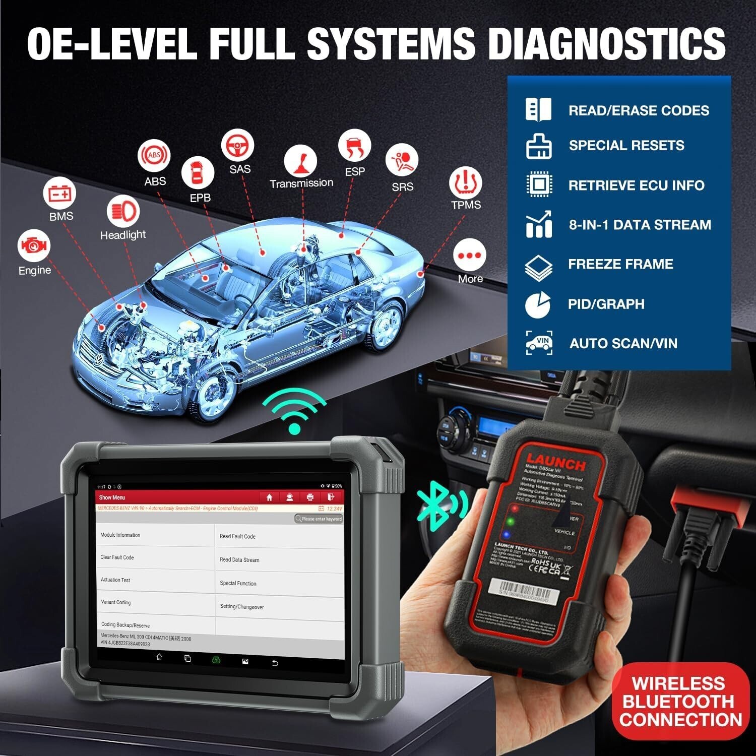 2025 Launch X431 IMMO PLUS PAD VII ECU Programming All System Diagnostic Scanner