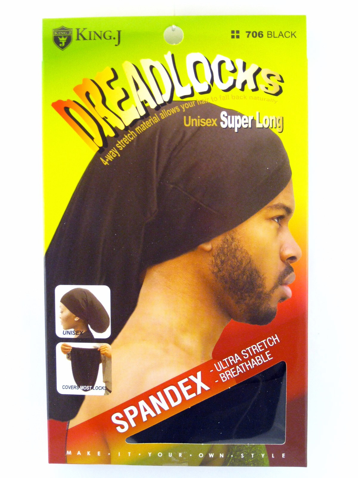 KING.J ADULT UNISEX SUPER LONG SPANDEX CAP FOR DREADLOCKS (705 & 706)