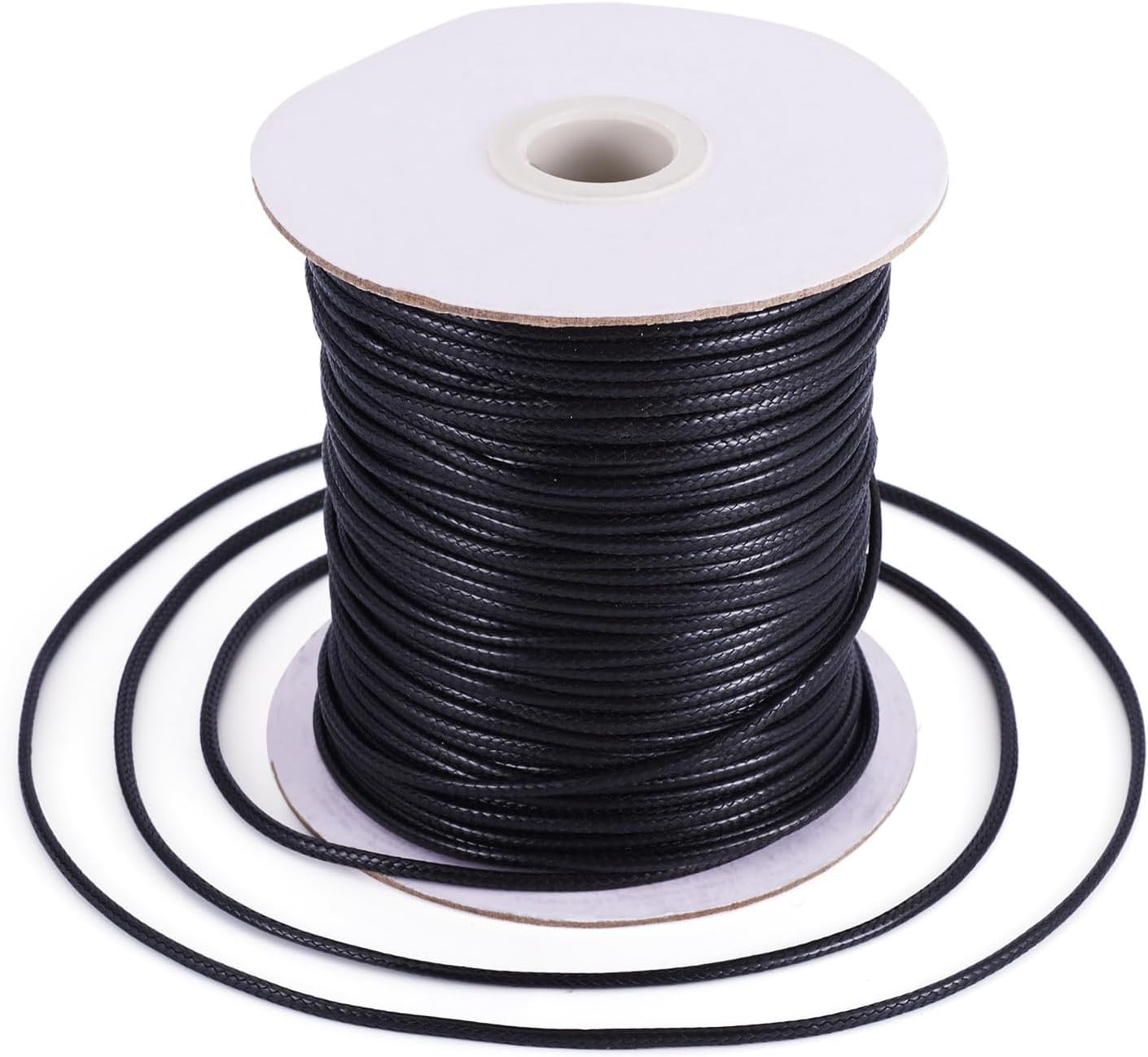 90 Yards 2Mm Black Waxed Polyester Cord Braided Thread String with Roll Spool fo