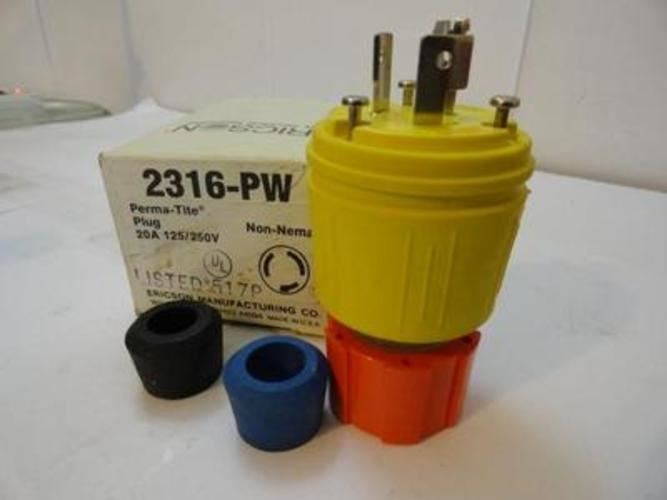 204730 New In box; ERICSON 2316-PW Perma-Tite Plug 20A 125/250V